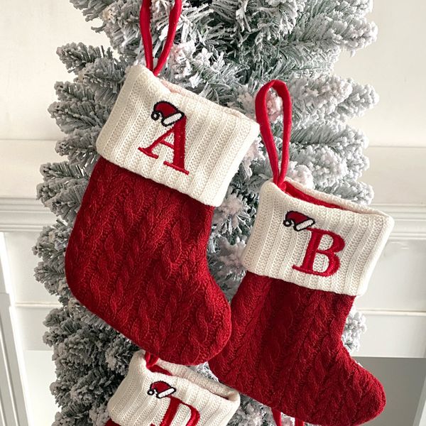 Alphabet Knitting Socks DIY Christmas Tree Ornaments Christmas Decorations For Home 2024 Noel New Year 2025 Xmas Gift Free Shipping Beautifu
