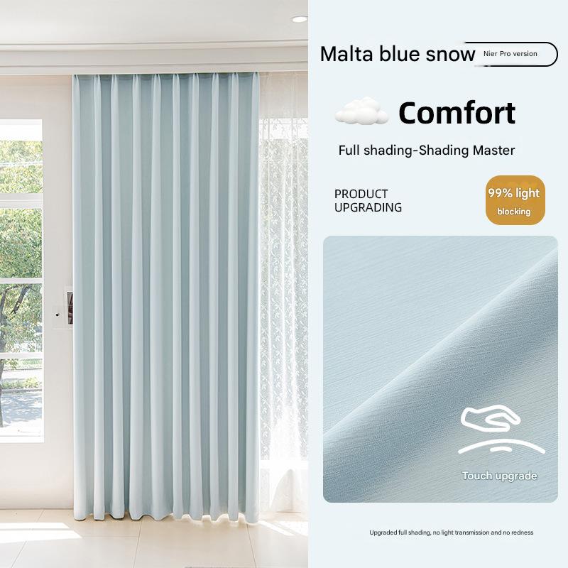 D14 New Taikoo Li curtain modern simple solid color imitation cotton and linen blackout living room bedroom hotel engineering cloth