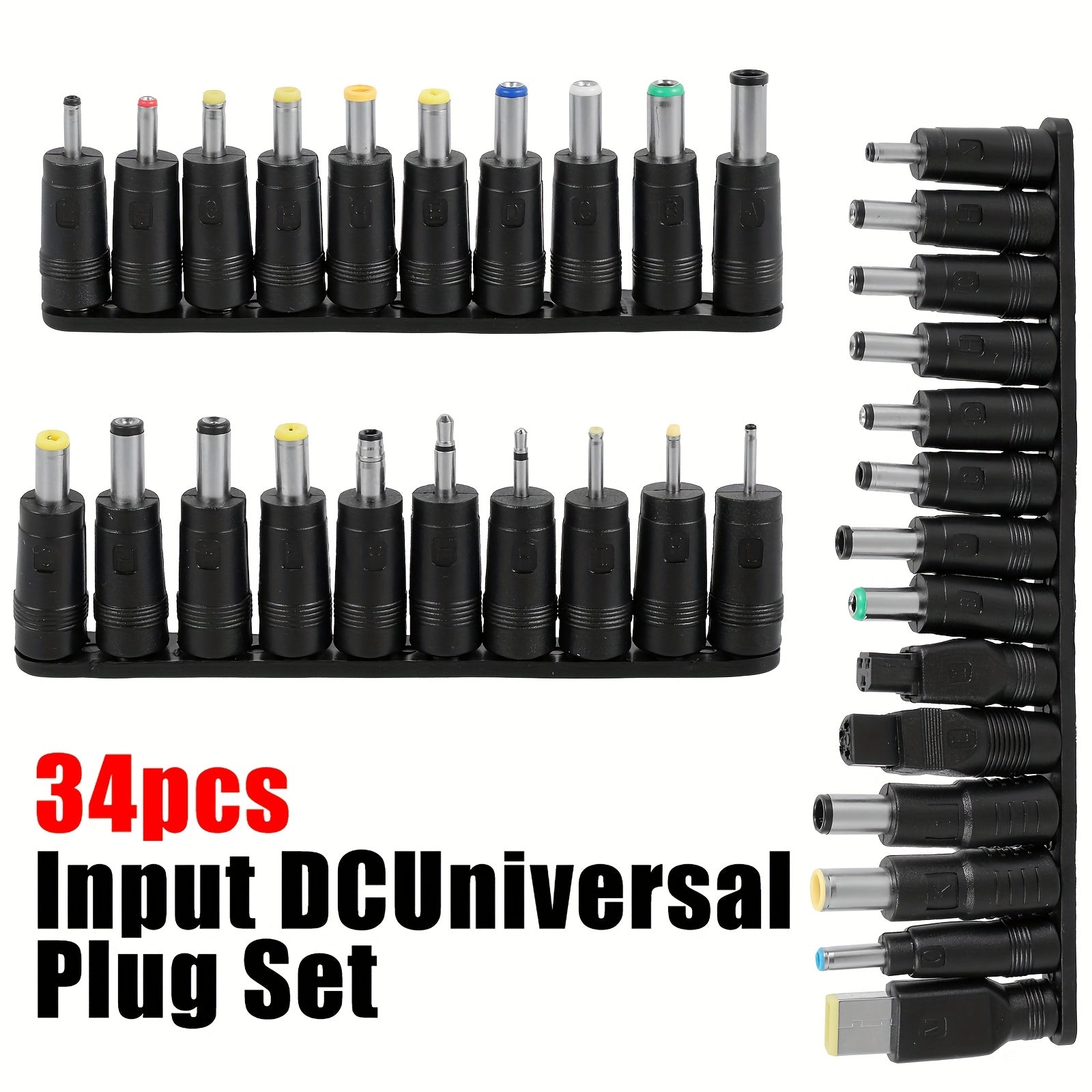 TEMU 34pcs Universal Laptop Notebook Input Jack Tips Withstep-up Cord Wifi To Powerbank Cable Connector Usb Cable Boost Converter For Laptop, Router,