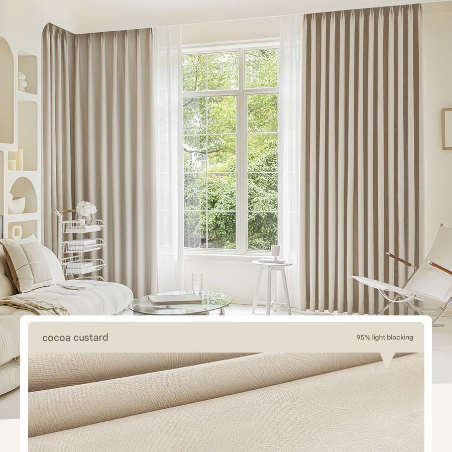 YL-36914 new black gold full blackout curtain bedroom balcony living room modern simple sun protection heat insulation curtain finished product