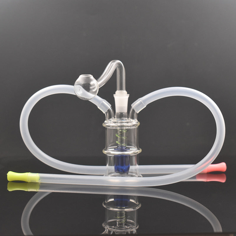 New Arrival female Glass Oil Burner Bong Water Pipes Small Bubbler Oil Dab Rigs Double Mouthpieces Ashcatcher Hookahs with 10mm male Glass Oil Burne