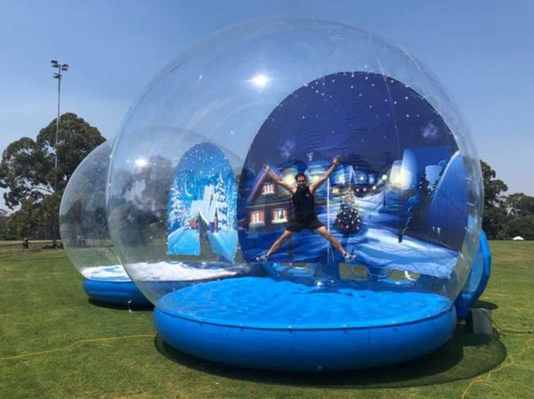 3m 10ft dia Pump Snow Globe Human Size Photo Booth Customized Background Picture Inflatable Human Snow Globe Beautiful Bubble Dome clear Chr