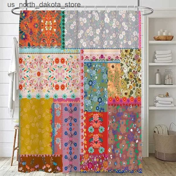 Shower Curtains Bohemian decal printing bathroom shower curtains colorful floral retro shower curtains bathroom waterproof fabric screen J24
