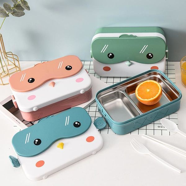 Lunch Boxes Insulated Bento Box Cartoon Stainless Steel Compartment Lunch Boxes Accesorios for Kids Microwavable School Dinnerware Lunchbox