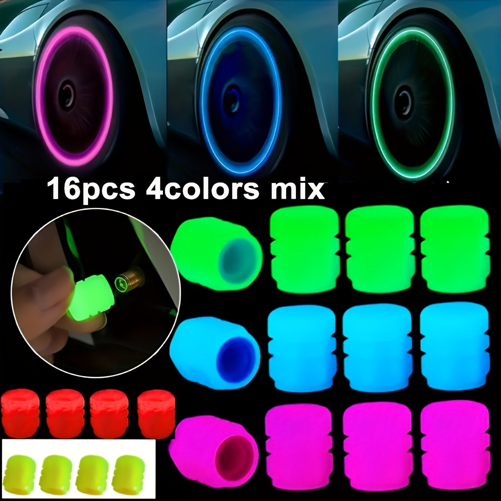 TEMU 16pcs -the-dark Tire Valve Set - Tire Valve Caps, For Cars, Trucks, Motorcycles And Bicycles, In Multiple Colors
