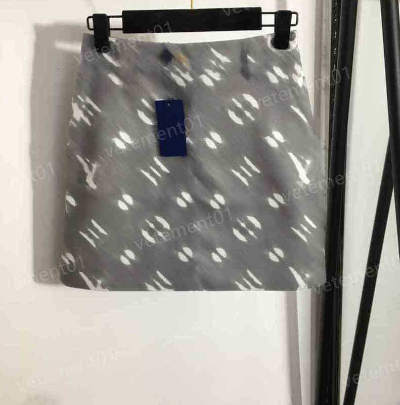 Fashion Womens Skirt Dresses Fashion Brand Logo Print High Waist Bag Hip Grey Skirts High Quality Luxury Designer Women Clothing 0912