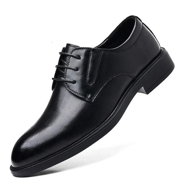 3 6 8cm Heel Mens Dress Shoes er Cow Leather Increase Casual Spring Autumn Black Platform Wedding Shoes Male 241014
