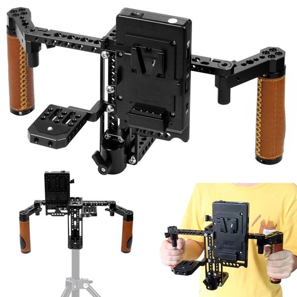 BGNing Universal Camera Director Monitor Cage Rig Kit 5&quot; 7&quot; inch LCD Display Mount Stand Support Dual Handle Grips & Neck Strap