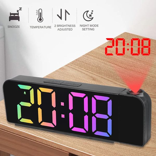 12H-24H LED Clock USB Powered Digital Projection Alarm Clock With USB Cable Night Mode Power-off Memory Table Clock 250120