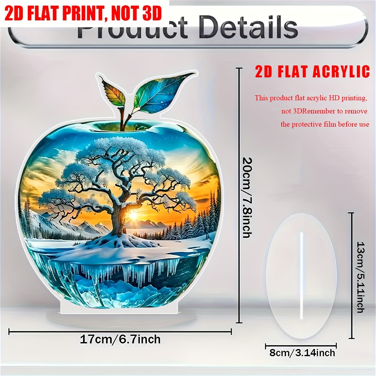 TEMU 2d Flat, 2d Flat Bohemian Style Sunset Tree Acrylic Desktop Decoration -2d Plane Inspired Theme, Multifunctional Desktop Installation, Home And