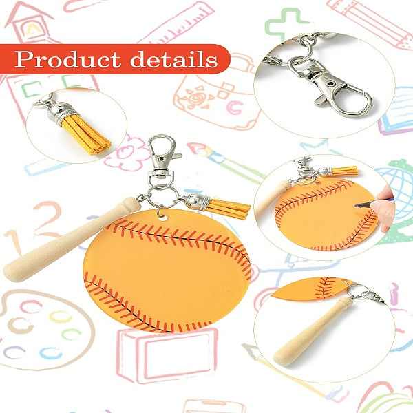 Décorations de pendentifs en acrylique et en bois de baseball