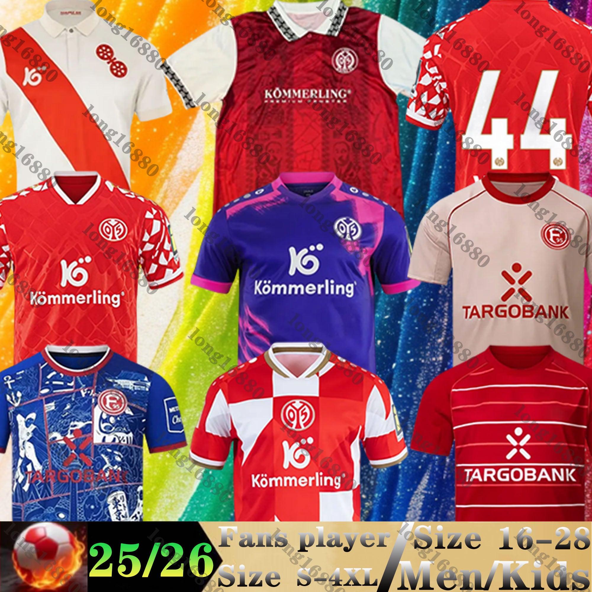 25 26 Fortuna Dusseldorf Soccer Jerseys EI AZZOUZI SCHMIDT F95 ROSSMANN GAVORY OBERDORF VERMEIJ NIEMIEC 2025 2026 Mainz Football Shirts LENZ HOFFMAN