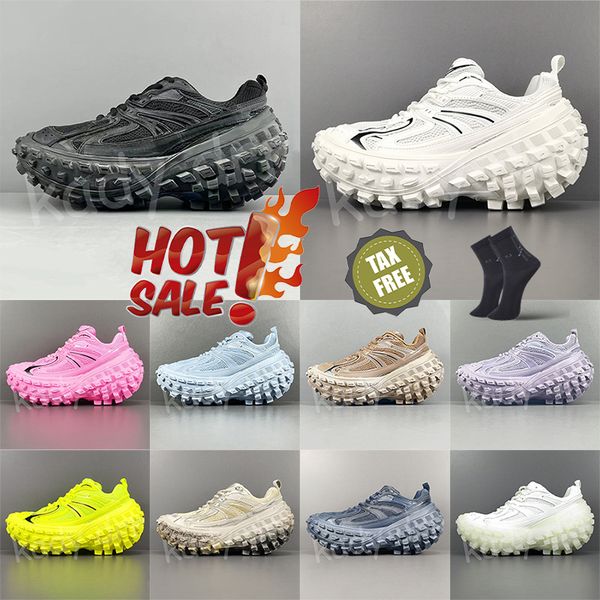 Bouncer Sneaker Defender Sneakers Mesh Nylon Black White Pink Beige Extreme Tire Tread Sole Shoes Rubber Platform Women Men Back Pull-On Tab