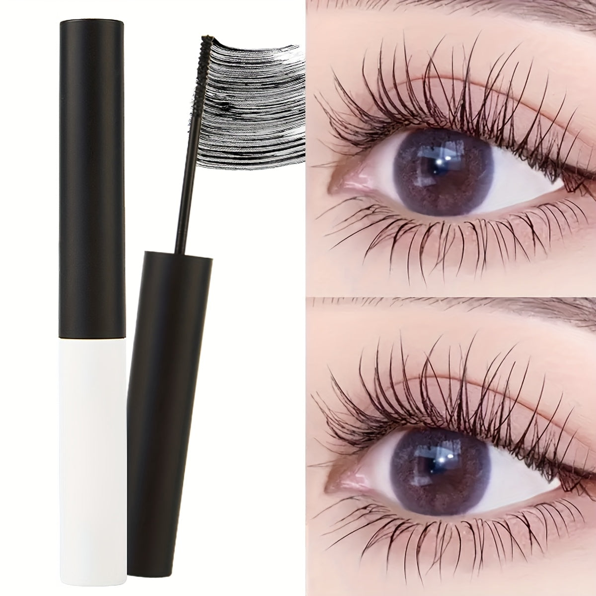 TEMU Volumizing & Lengthening Mascara - Waterproof, Sweat-proof, Smudge-resistant With Brush For Easy Application - Ideal For All Light Beige Types,