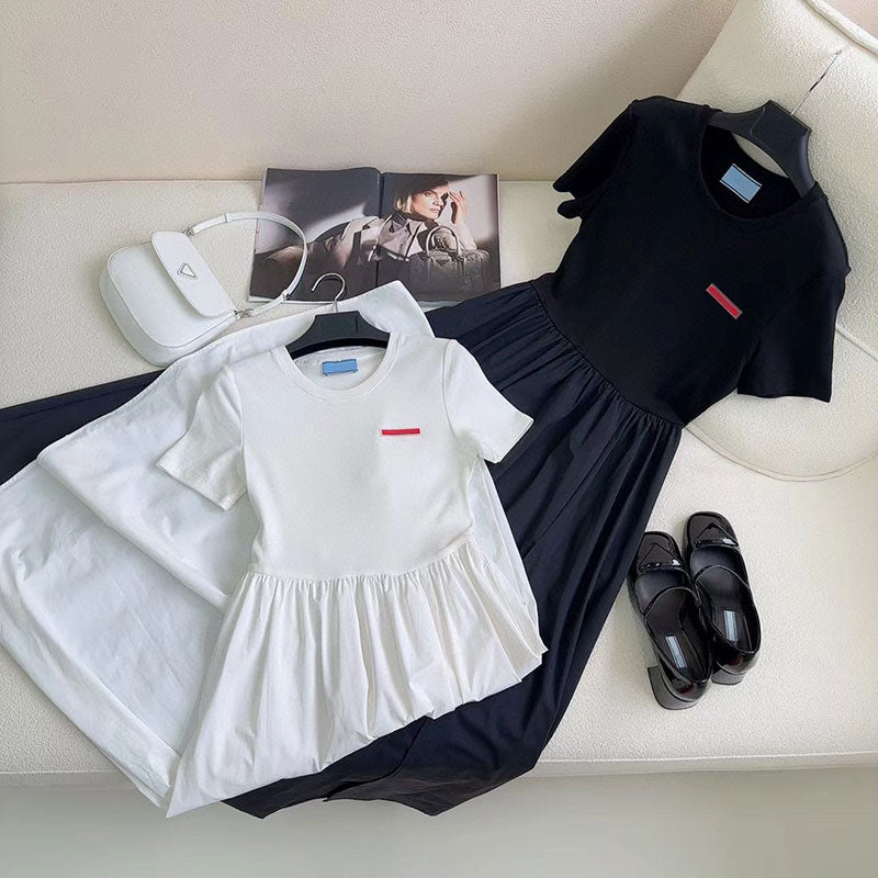 Women Dresses Fashion Slim Classic Pattern Silm 2023SS Dresses Summer Womens Clothing Simple Black White Dress