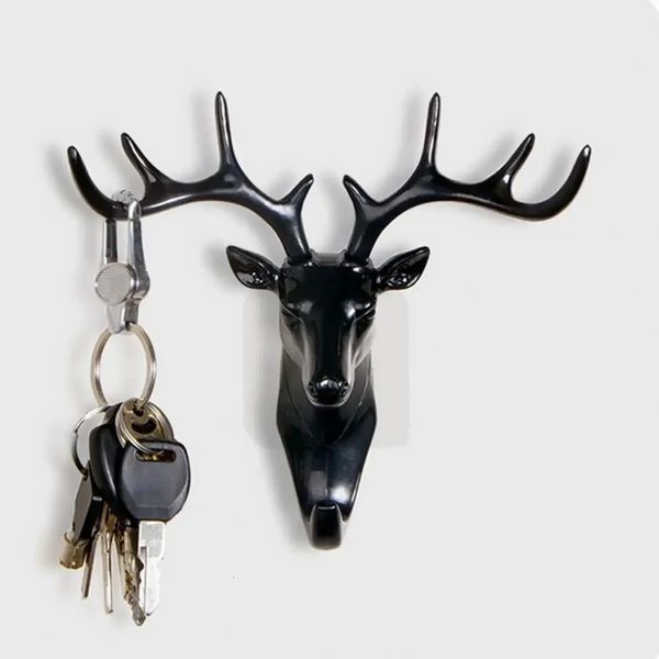 Fashion Cute Antler Hook Deer Head Key Holder Hanger Living Room Wall Decorative Ornament Home Decor Accessories 250107