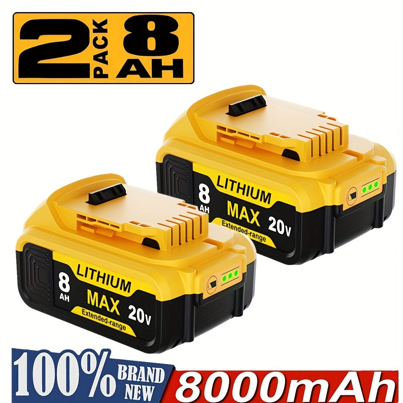 TEMU 1-2-4 Packs 8.0ah Replacement Li- For Batteries 20v Cordless Power Tool Rechargeable Xr Battery Packs For Dcb200 Dcb204 Dcb206 Dcb201 Dcb203