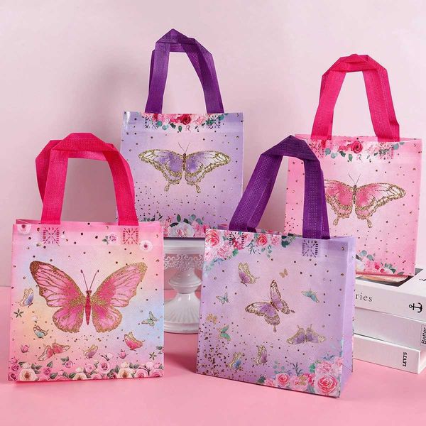 Gift Wrap 4pcs Butterfly Gifts Bag Kraft Paper Cupcake Packaging Wedding Birthday Party Baby Shower Decoration DIY Carton Candy Box BagsL478