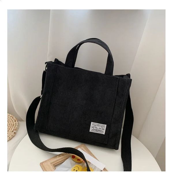 Rilibegan Shoulder Bag For Women Style Simple Corduroy Portable Large Capacity Ins Fashion Trend Small Square Handbag 240911