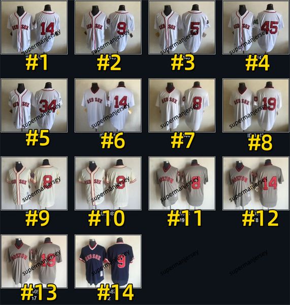 Red Sox Baseball Jersey Manny Ramirez Jason Varitek Dustin Pedroia Trot Nixon Garciaparra Mike Lowell Pedro Martinez vintage Mitchell Throwb