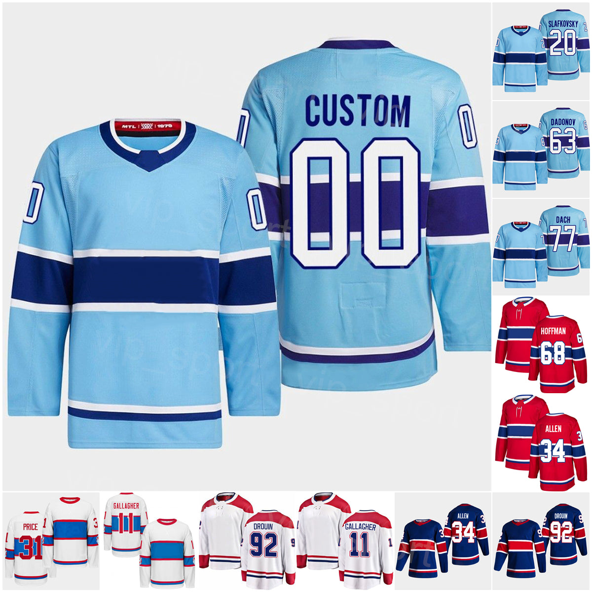 Hockey Reverse Retro 28 Christian Dvorak Jerseys 11 Brendan Gallagher Chris Wideman Mike Hoffman Jonathan Drouin Sean Monahan Kirby Dach Jake Allen