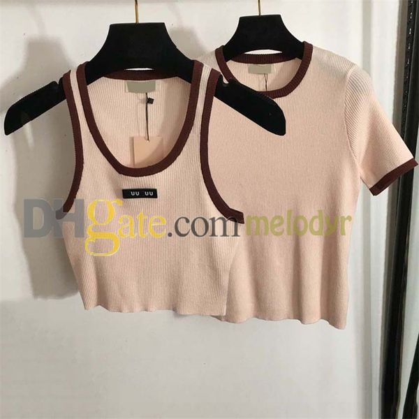 Crop Tees Designer Sleeveless Top Womens Knitted Short Sleeve Tees Letter Print Slim Tanks Short Style Camis Knitwear