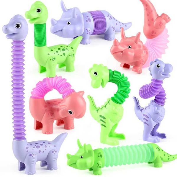 Creative Dinosaur Squeeze Toy Kids Pop Tubes Sensory Toy Stress Relieve Bellows For Girls Boys Teens Childrens Anti-stress Gifts Y240810