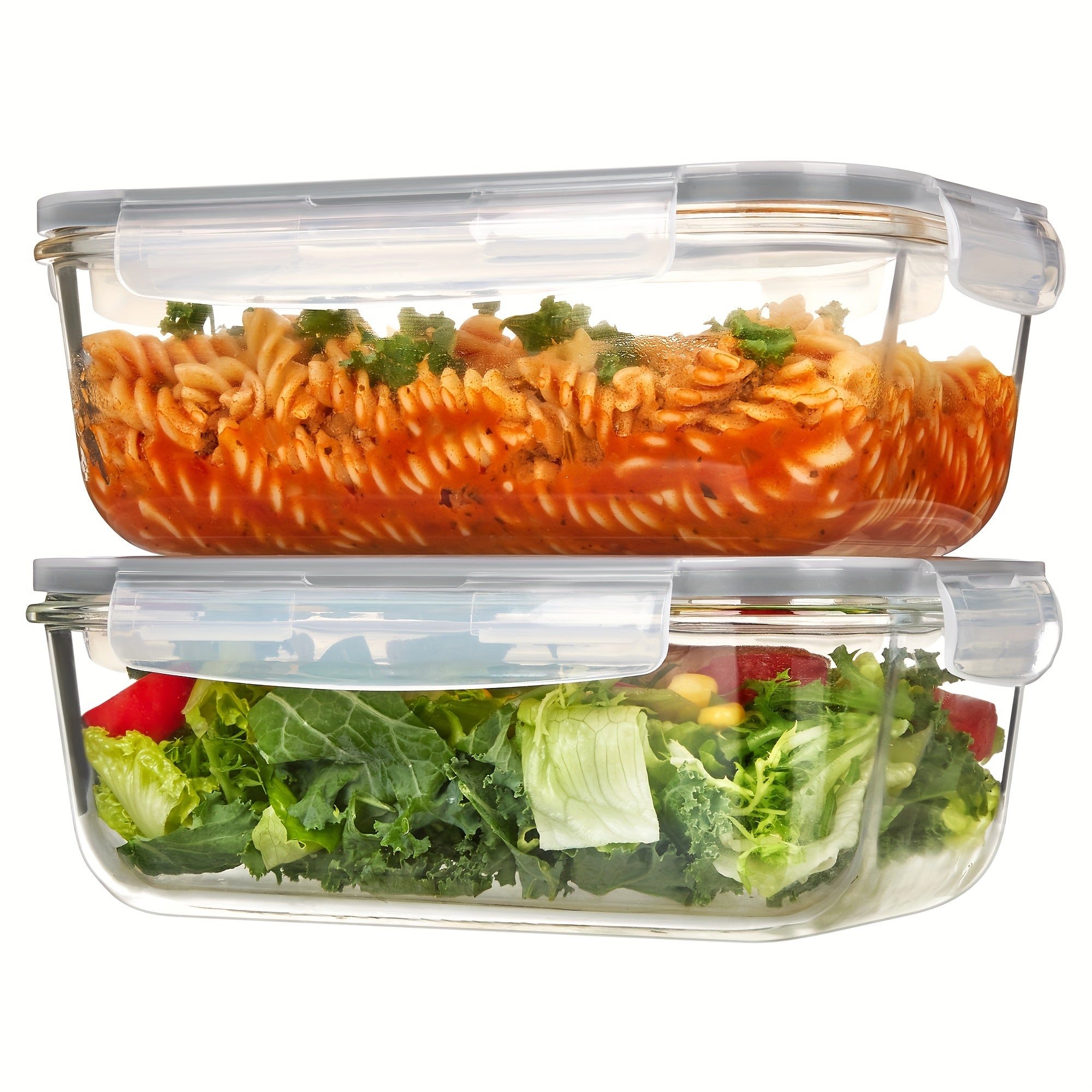 TEMU 2pack 1860ml- 63oz Large Glass Storage Containers With Lids, Meal Prep Food Container Set With Snap Airtight Lid For Baking, Microwave, Oven,