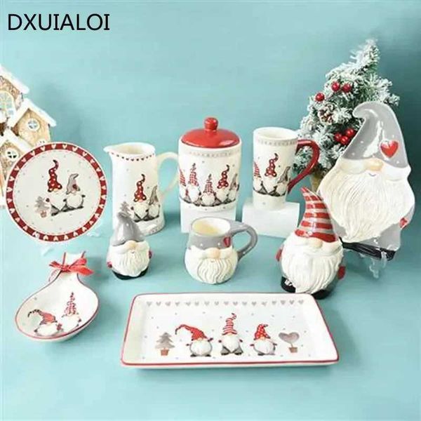 Nordic and rectangular ceramic plates relief kitchen utensils shallow plates creative Western meat plates Christmas giftsC241014