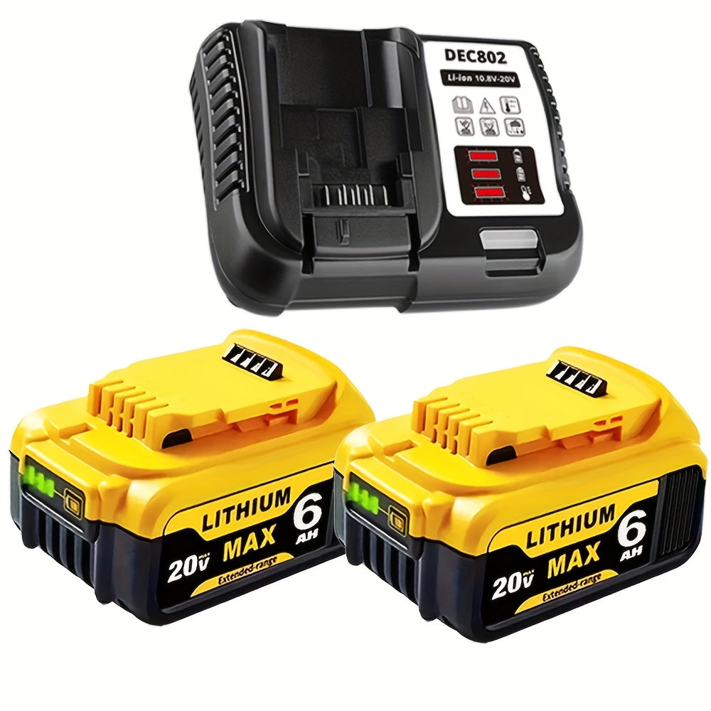 TEMU 2pcs 20v 6.0ah Replacement Battery And 1pc Dcb112 Charger Compatible With Dcb200 Dcd Dcf Dcg Series Cordless Power Tools