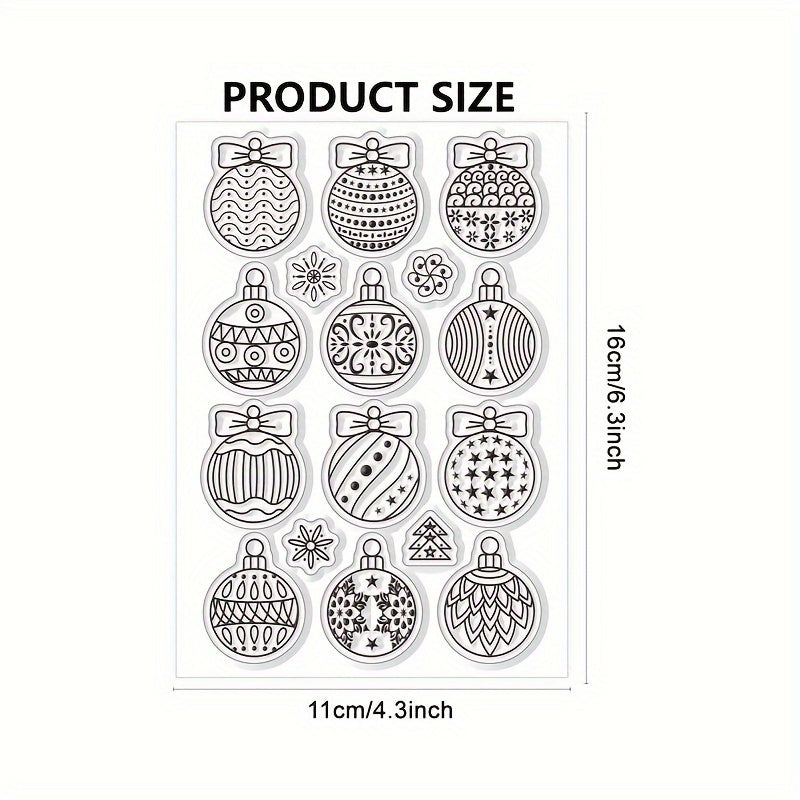 TEMU 1pc Christmas Ball Silicone Stamp - Transparent, Non-toxic, Reusable For Diy Crafts, Scrapbooking, Journaling & Photo Album Decorations, Festive