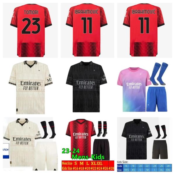 23 24 Maglia MilAn GIROUD RAFA LEAO PULISIC 4th Soccer Jersey Kid Kit 2023 2024 Home Away 3rd Football Shirts Calcio Maillot TOMORI THEO Ple