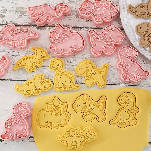Baking Moulds 8pcsset Cookie Cutters Animal Dinosaur Type Stamp Embosser for Biscuit Pastry Bakeware Cookies Molds Kitchen Accessories 23092