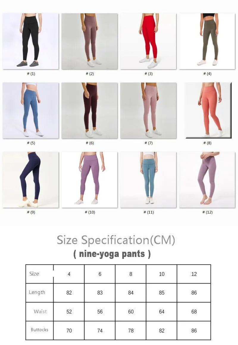 Solid Color Women Yoga Pants High Waist Sports Gym Wear Leggings Elastic Fitness Lady Overall Full Tights Workout