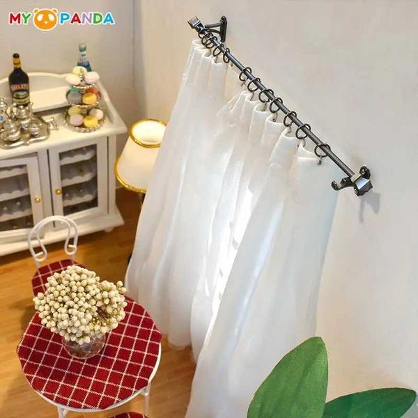 1 12 Dollhouse Miniature Curtain Rod Metal Hook Up Rings Window Fitgs Mini Furniture Model DIY Doll House Decor Toy Accessories Y240808