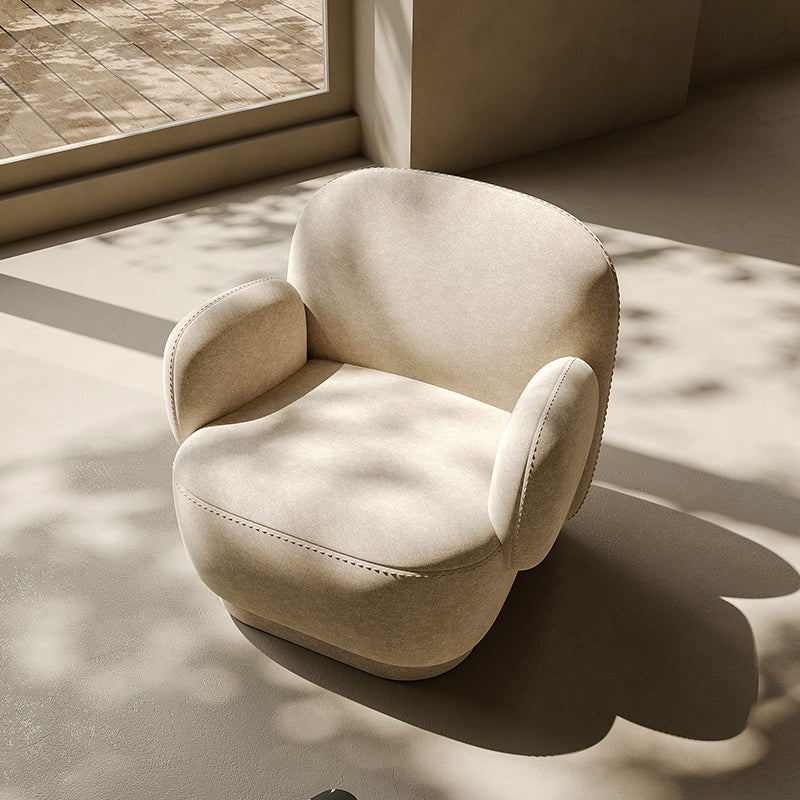 Living Room Furniture Modern Maroon - Colored Rain Flower - Inspired Upholstered Lounge Chair with Rounded Armrests