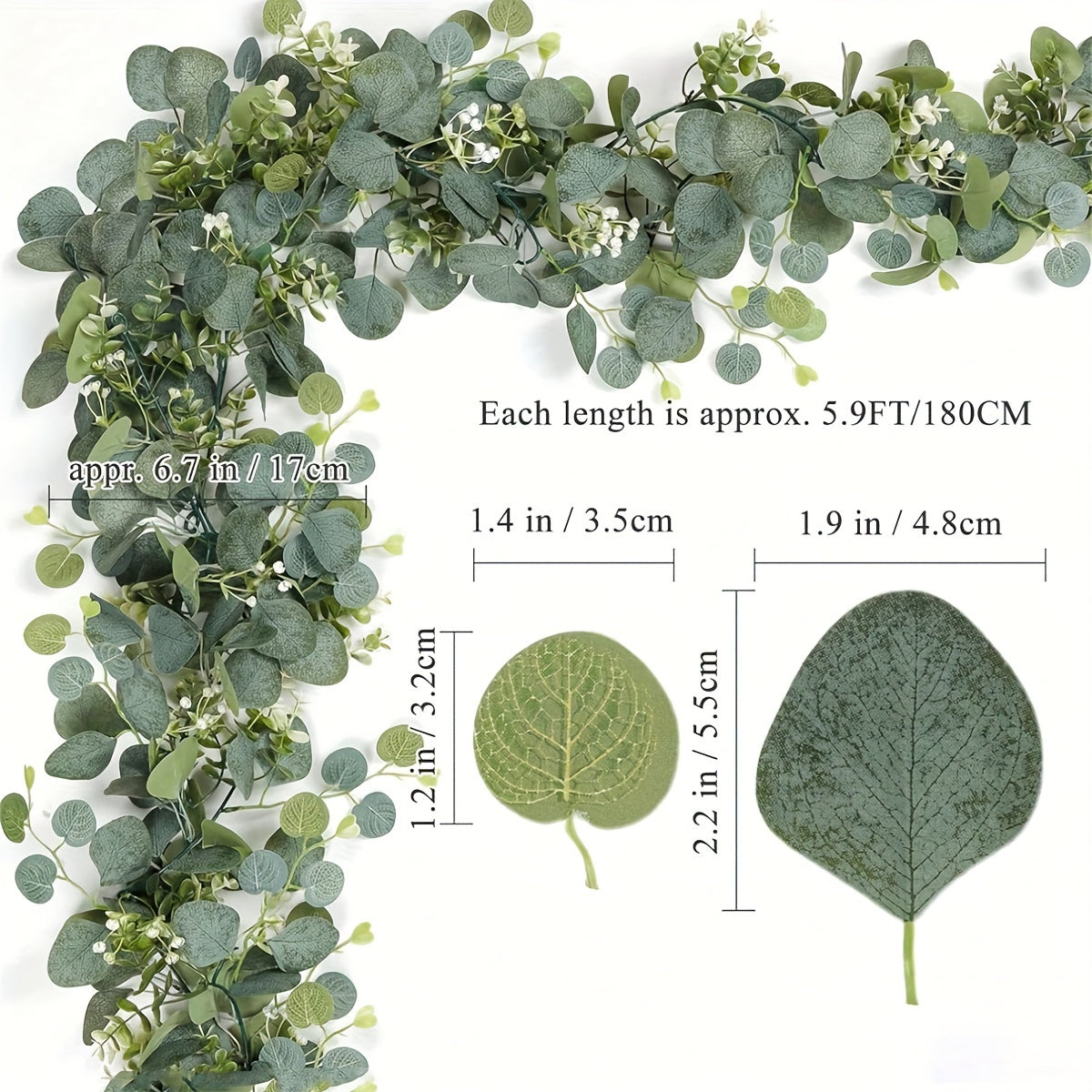 TEMU 1pc, 5.74ft Artificial Eucalyptus Garland Spring Garland Fake Silvery Dollar Greenery Garland Vines Table Runner For Wedding Home Party Mantle