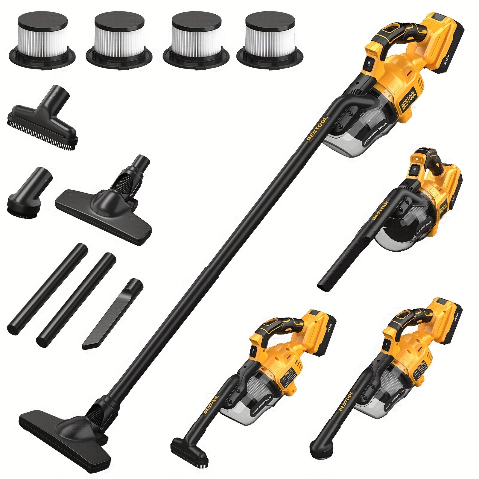 TEMU Cordless Vacuum Cleaner ( Tool) For 20v Battery, Portable Battery Vacuum, Handheld Vacuum Cleaner With 2-3-4 Hepa Filters, 5 Multi Nozzle, Power