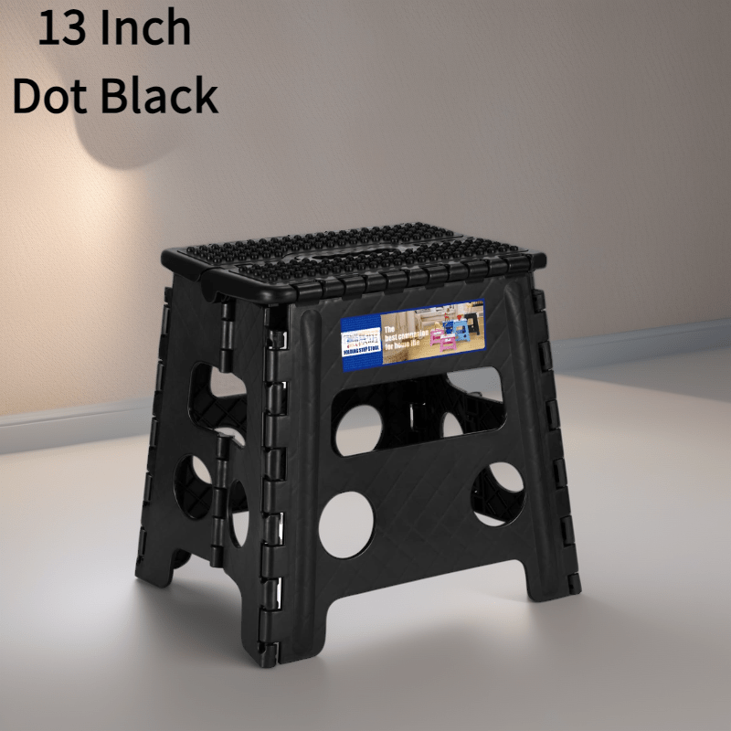 TEMU 13 Inch Height Folding Step Stool Dot Black, Foldable For Adults And Kids, Kitchen Plastic Stepping Stool Hold Up To 300 Lb, Furniture For Home