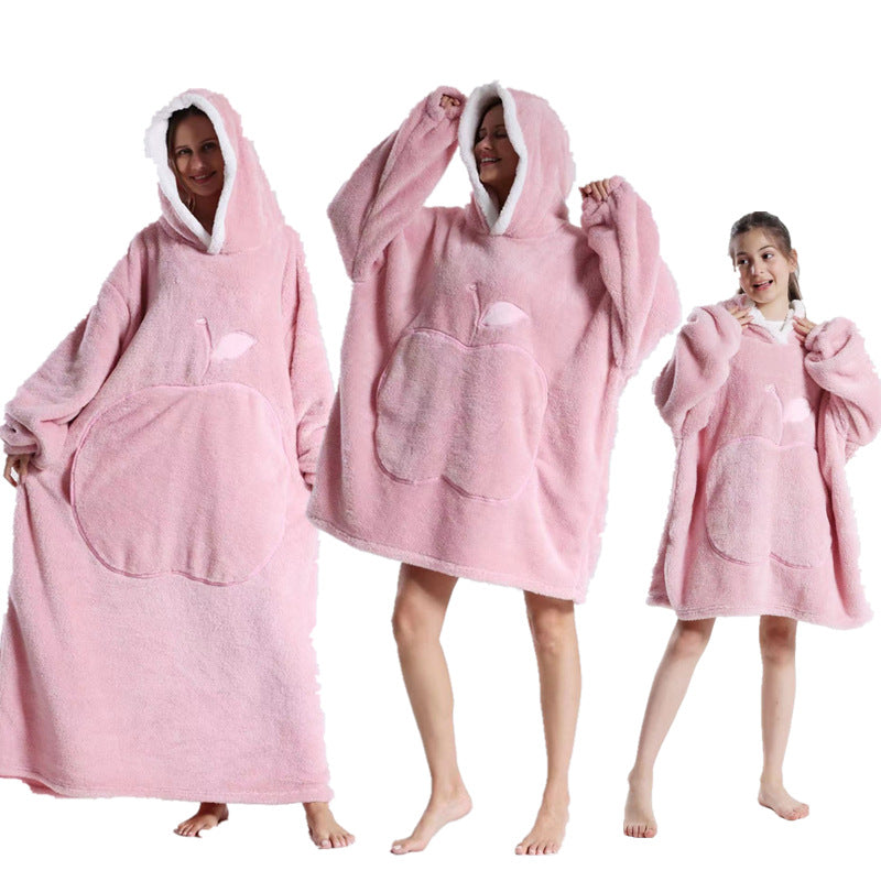 Blankets For Adult Child Extra Long Wearable Blankets Winter Flannel Hooded Blanket with Full Sleeves Men Women Cozy Soft Throw Adult TV Blanket