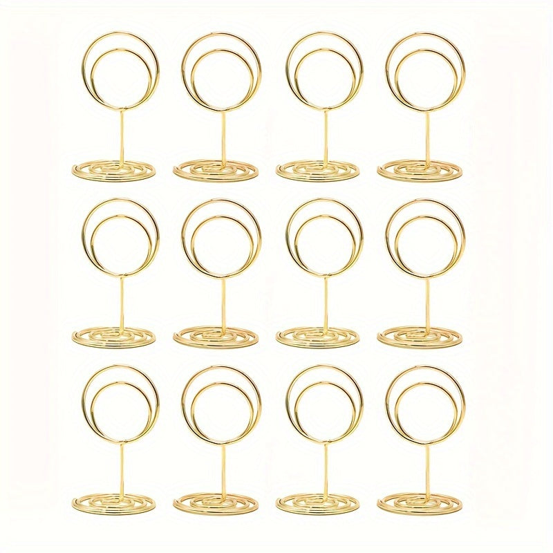 TEMU 12 Pcs Gold-tone Table Number Holders - Weddings, Anniversaries, Birthdays, And Parties - Suitable For Table Cards, Menu Names, And Office Use -
