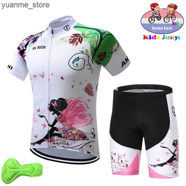 Cycling Jersey Sets new Baby Summer Breathable Kids Cycling Jersey Set Shorts Fluorescent Pink Children Bike Clothing Boys Girls Cycling Clo