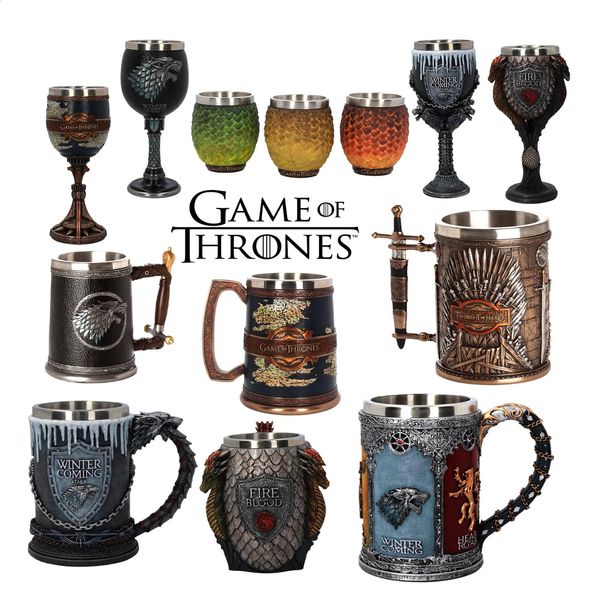 Stainless Steel Resin Throne Cup Song of Ice and Fire Viking Beer 3D Sculpture Coffee Tank Wine Beverages 240923