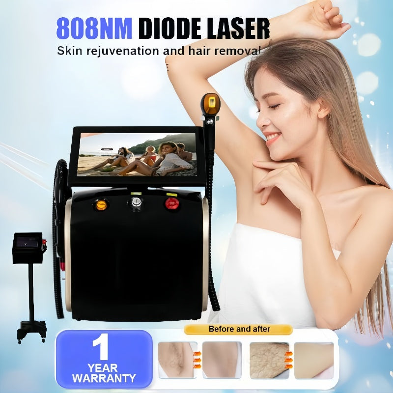 2025 Portable 808nm755nm1064nm 3 Wavelength Diode Laser Permanent Hair Removal Cooling Painless Laser Hair Removal Machine Suitable for home and bea