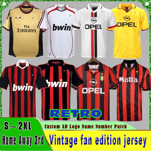 Retro shirts Ac SOCCER JERSEYS 95 96 97 Gullit Maldini Van Basten football KAKA Inzaghi 06 07 PIRLO SHEVCHENKO BAGGIO MIlansS JERSEY