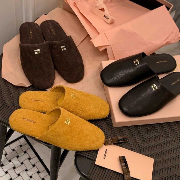 Grape Mom Studiolee Madai Holiday~Flat Flat Lazy Baotou Slippers New One Step Scooter X241105