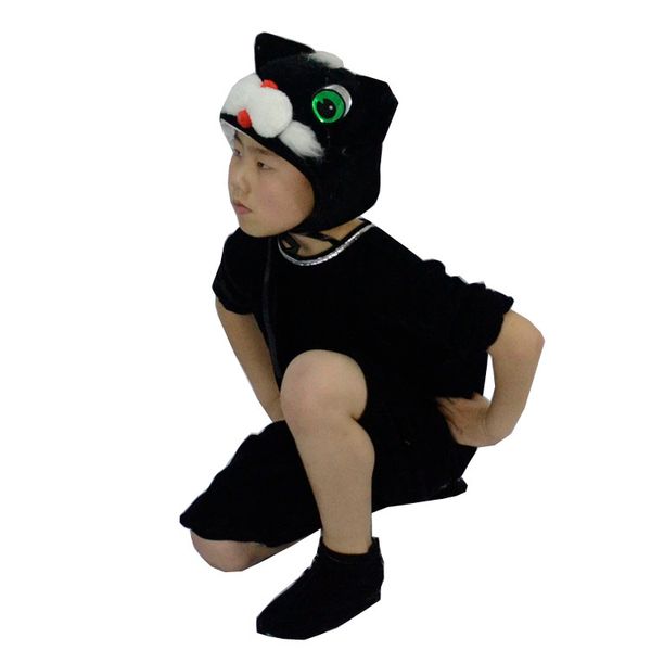 Child Actor Feline Attire Set - Elegant Little Black Kitty Costume for Stage Plays