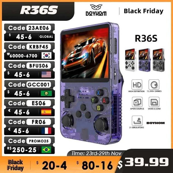 R36S Retro Handheld Video Game Console Linux System 3.5-inch IPS Sn R35s Pro Portable Pocket Video Player 64GB Game Y241122