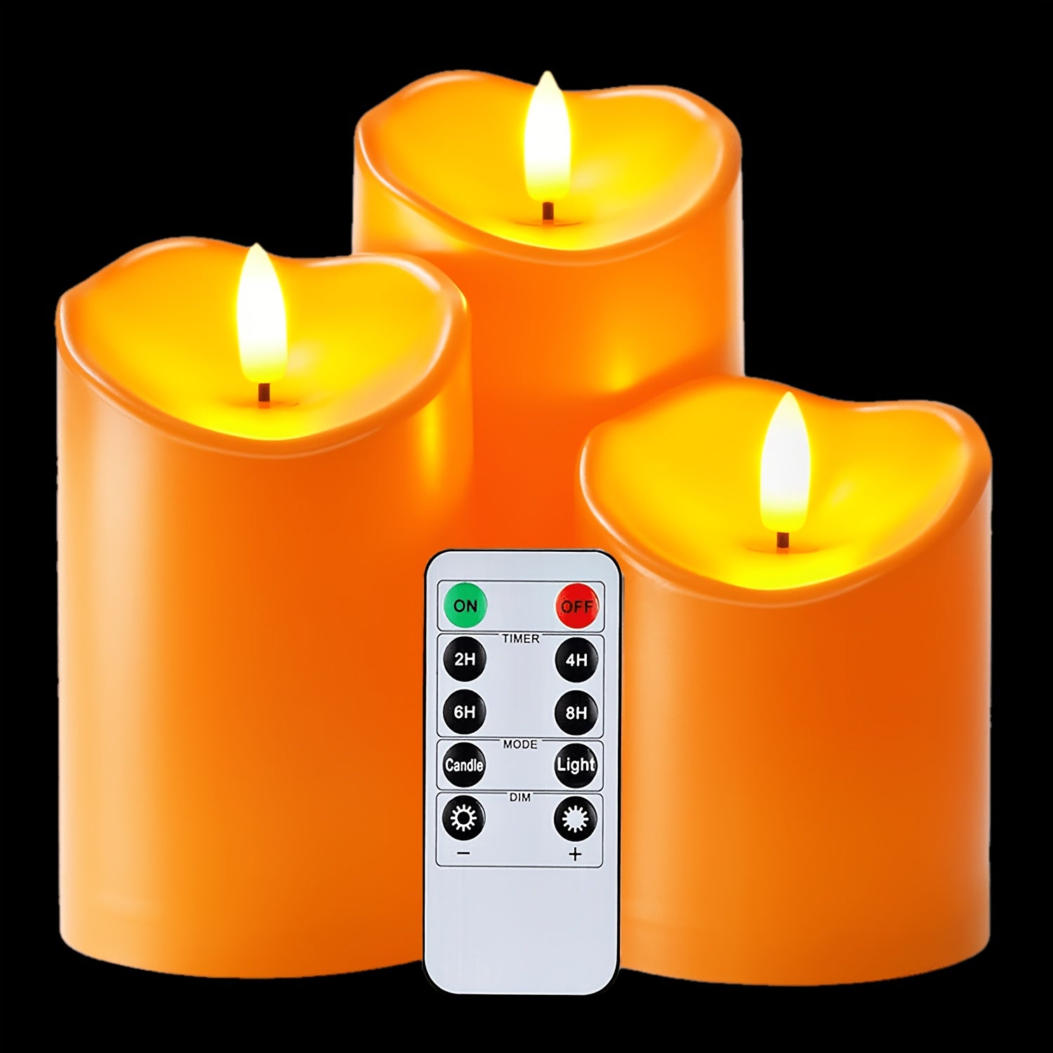 TEMU 3pcs Flameless Led Pillar Candles With Remote & Timer - Battery Operated Flickering Flameless Candles, Non-melt Plastic Centerpiece For Fall