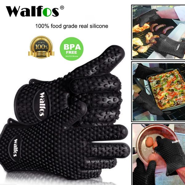 Walfos Silicone Oven Kitchen Glove Heat Resistant Thick Cooking BBQ Grill Glove Oven Mitts Kitchen Gadgets Kitchen Accessories 241112